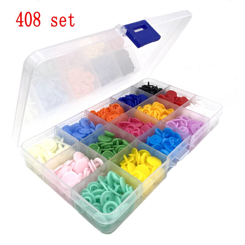 150/360/408 Set T5 Plastic Drukknoop Met Snaps Tangen Tool Kit Hars Knop Druk Stud Vervangen Snaps Voor diy Doek Knop: 408 set