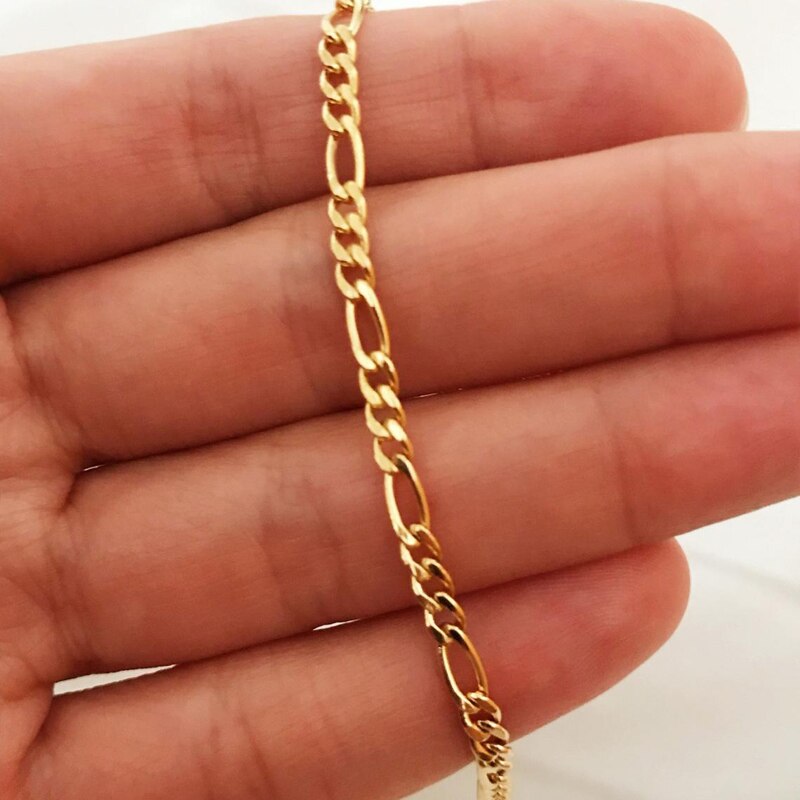 3/4Mm Breedte Gold Filled Figaro Ketting Armband Vrouwen Rvs Dainty Ketting Armband Voor Mannen sieraden