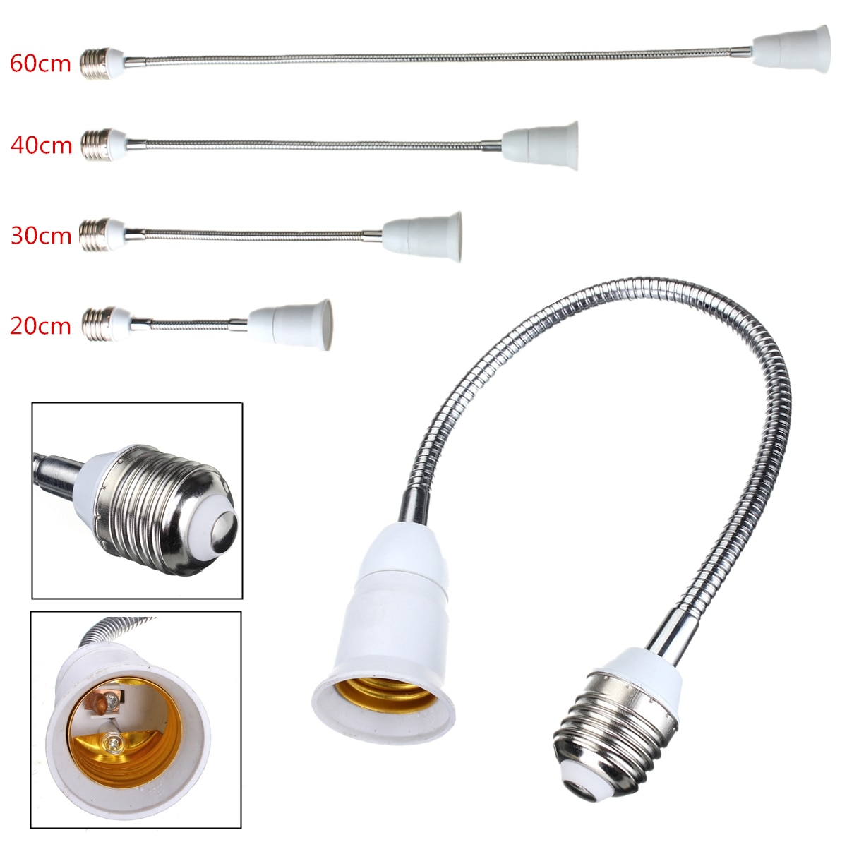 Jiguoor E27 Om E27 Flexibele Uitbreiden Uitbreiding LED Light Bulb Lamp Base Holder Schroef e27 Socket Adapter Converter