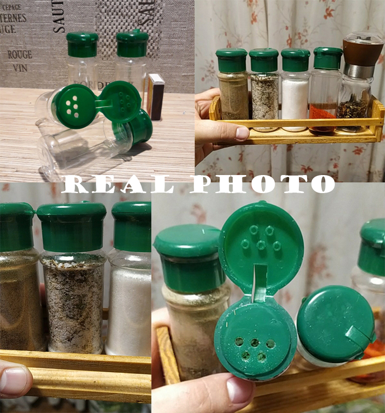 4 unids/set de plástico, sal, pimienta, aceite vinagre Cruet de la coctelera de barbacoa condimento puede botella transparente olla cocina Accesorios