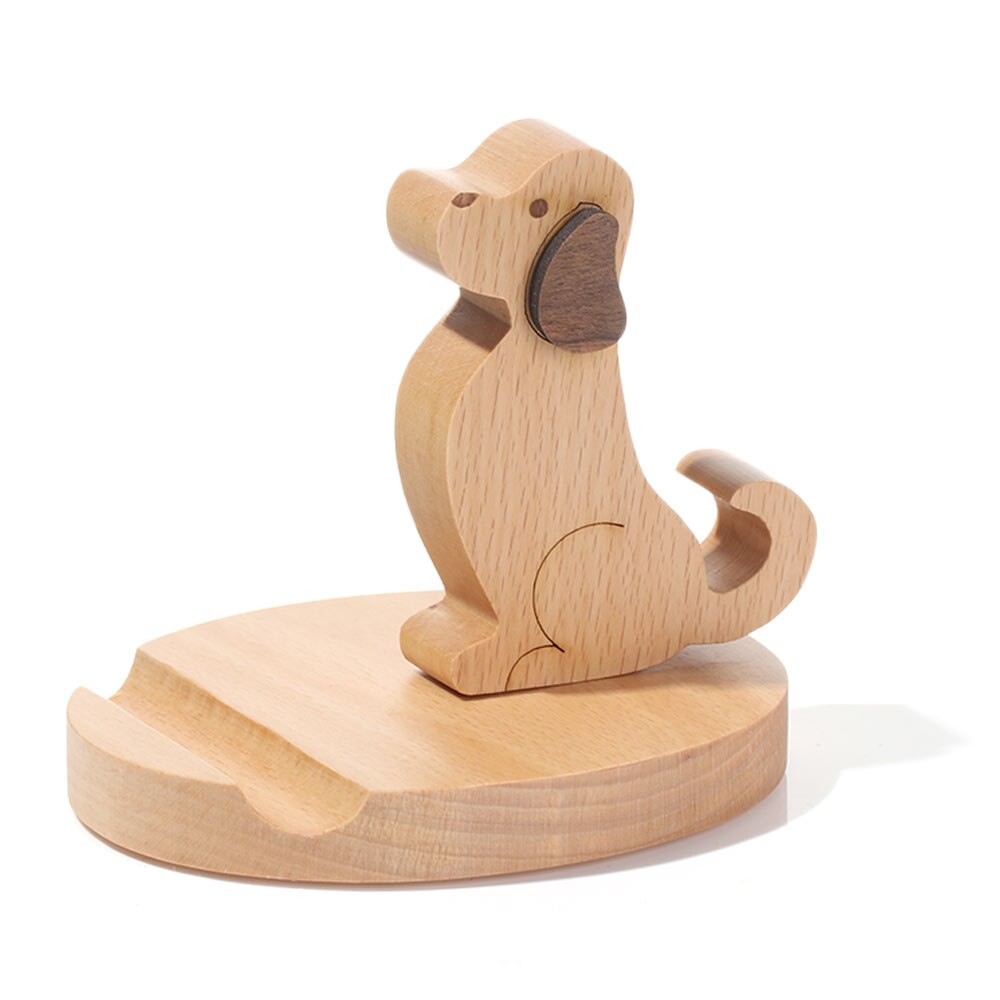 Solid Wood Animal Bracket Phone Holder Desk Stand Foldable Desk Holder Stand Car Home Mount Bracket: 6