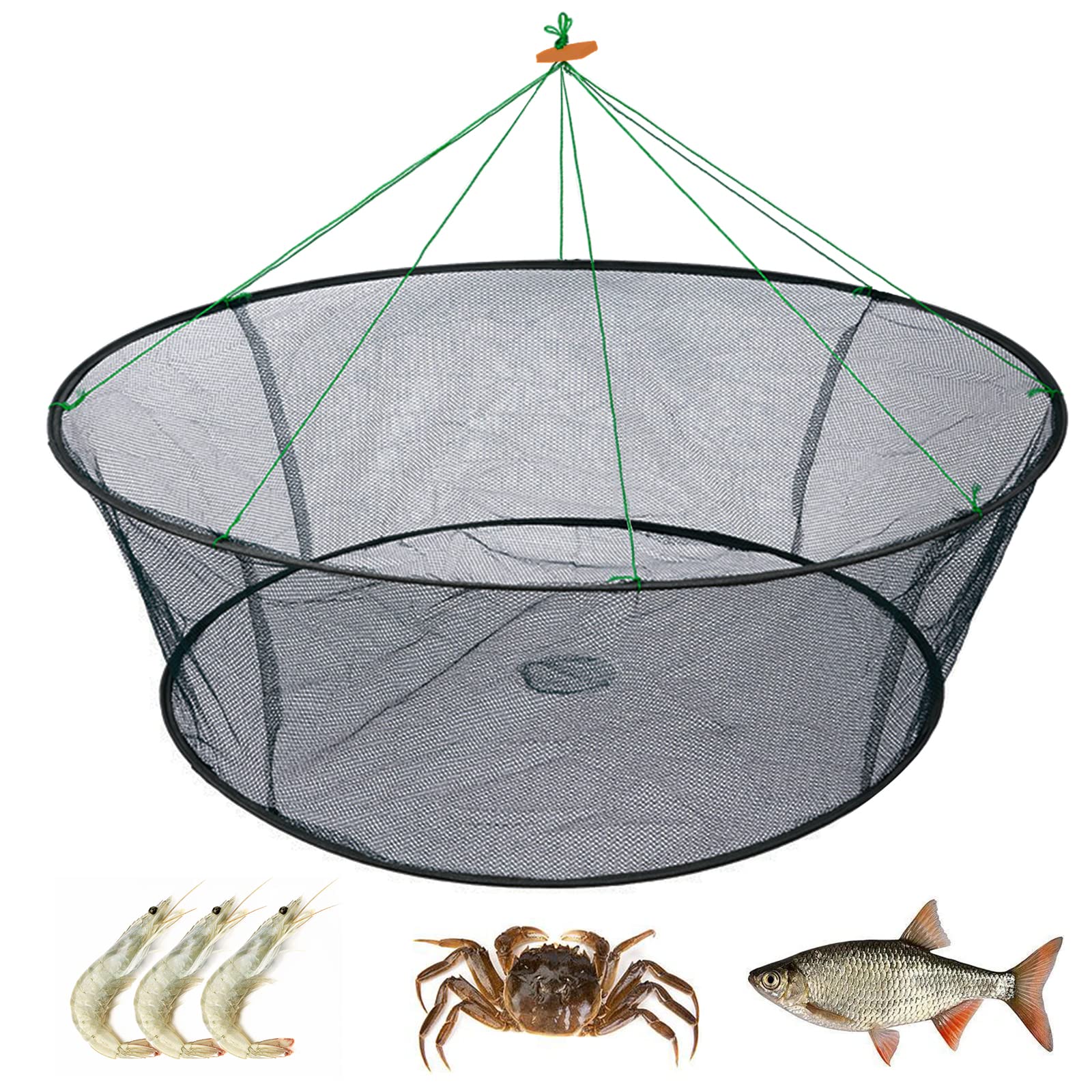 80/100cm pliable goutte filet pêche atterrissage crevette appât crabe crevette jetée port étang maille pour rivage Vertical utilisation filet de pêche