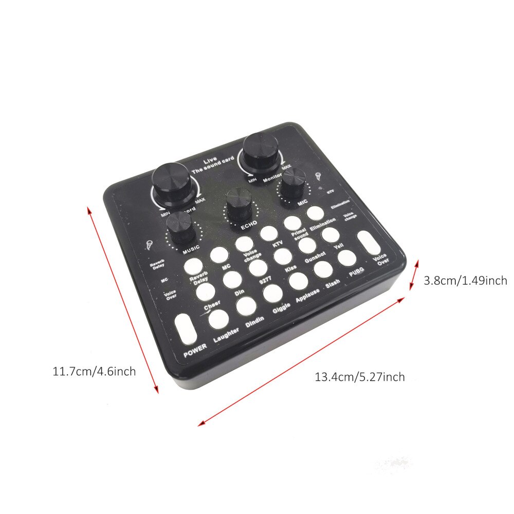 Tarjeta de sonido en vivo V8, carga USB con función de eco de música, se puede conectar al teléfono móvil, auriculares, micrófono, ordenador y tableta