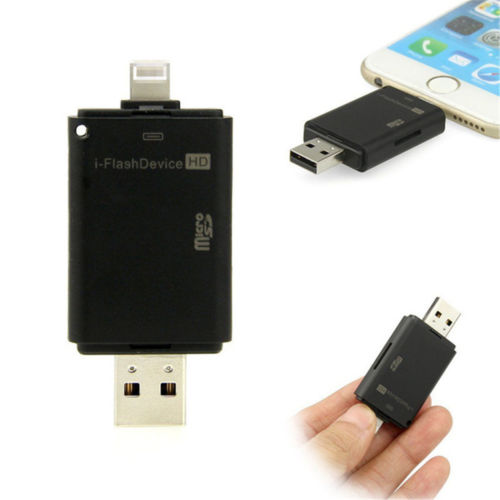 Unidad Flash USB, adaptador de lector de tarjeta SD TF para iPhone 11X8 7 6s 6 Plus 5 iPad Air Mini