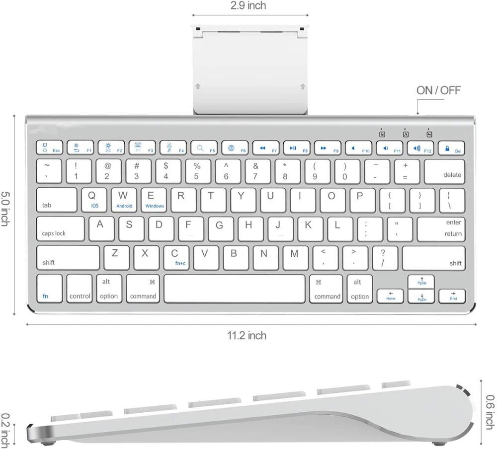 Wireless Bluetooth Keyboard with Sliding Stand Compatible with Apple iPad iPhone Samsung Android Windows Tablets Phones Keyboard