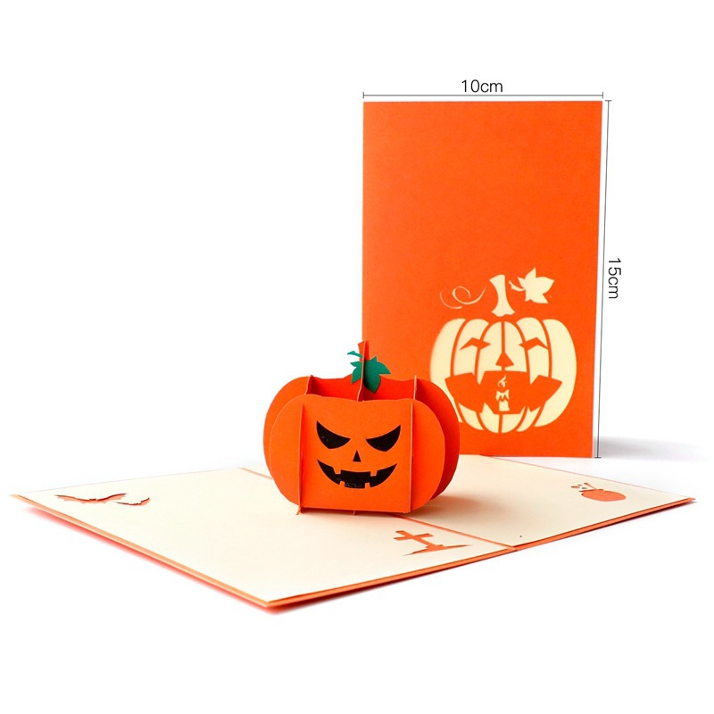 Halloween 3D Popup Angry Pumpkin Greeting Card Invitations Card Envelope Included for Halloween Festival