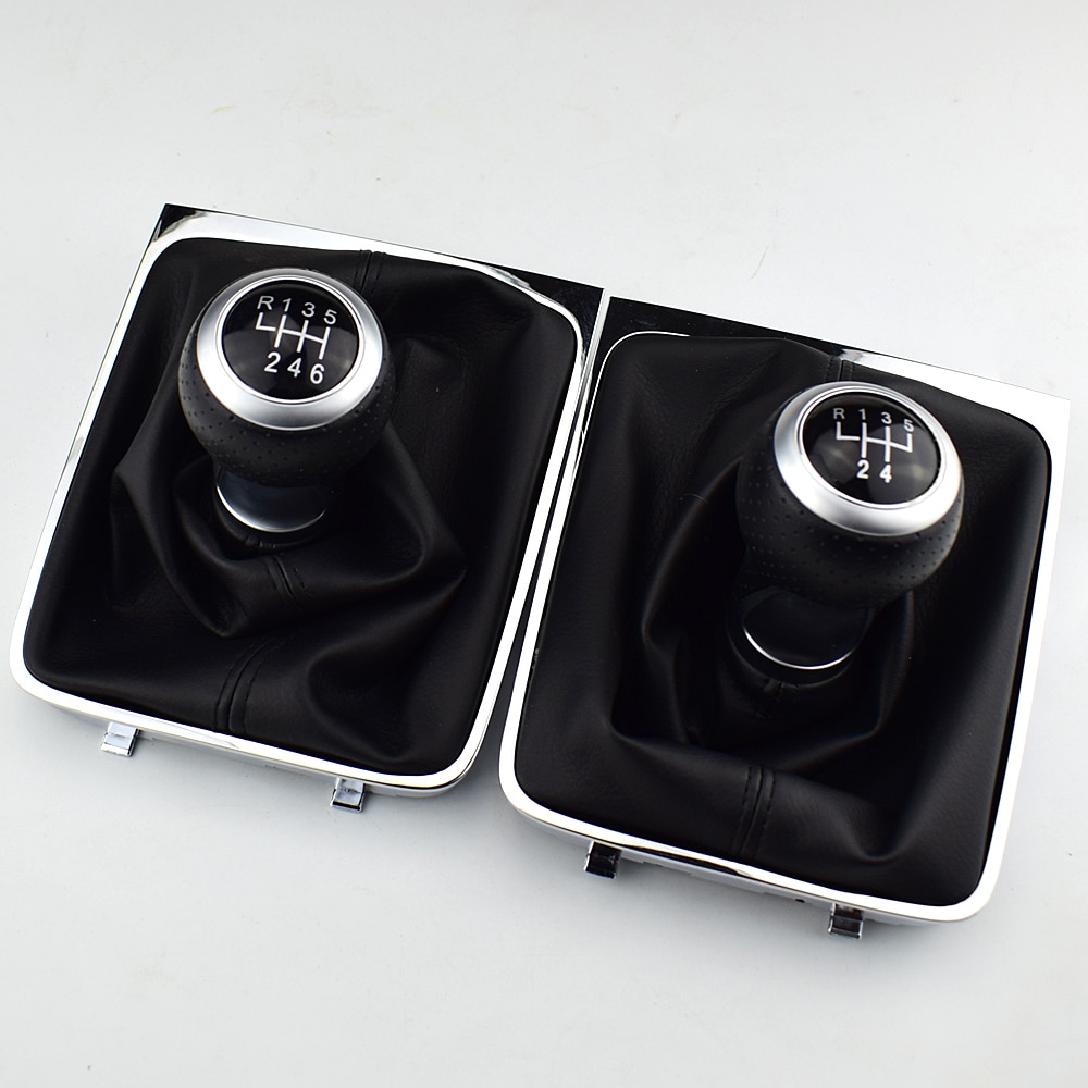 Pomo de palanca de cambios para Volkswagen Passat B6, 5 y 6 velocidades, botón de arranque, estructura de polaina, color negro