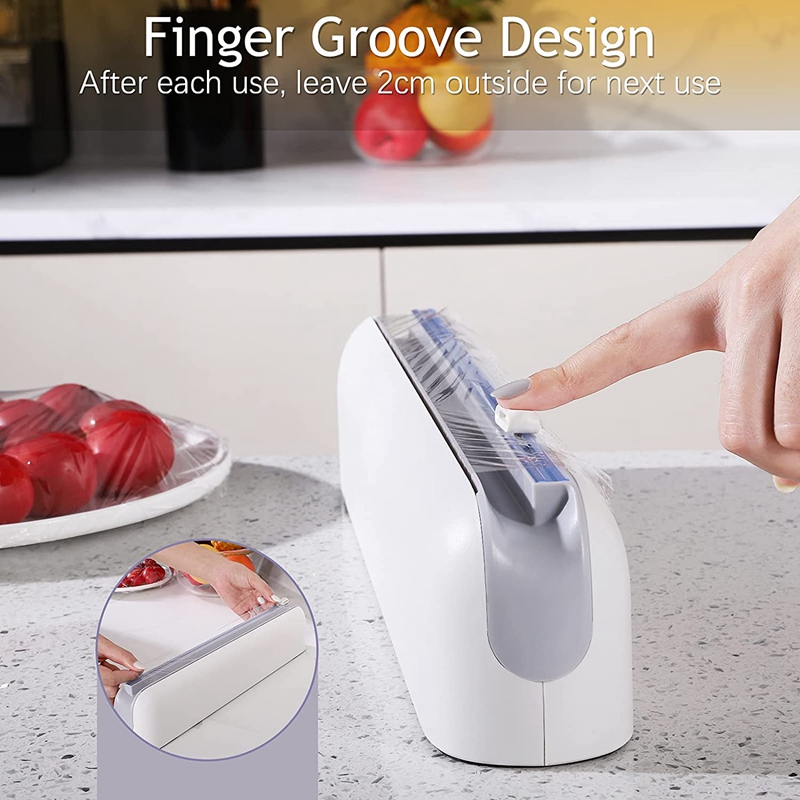 Refillable Plastic Wrap Dispenser, Cling Wrap Dispenser with Slide Cutter, Reusable Food Wrap Dispenser, Foil and Cling