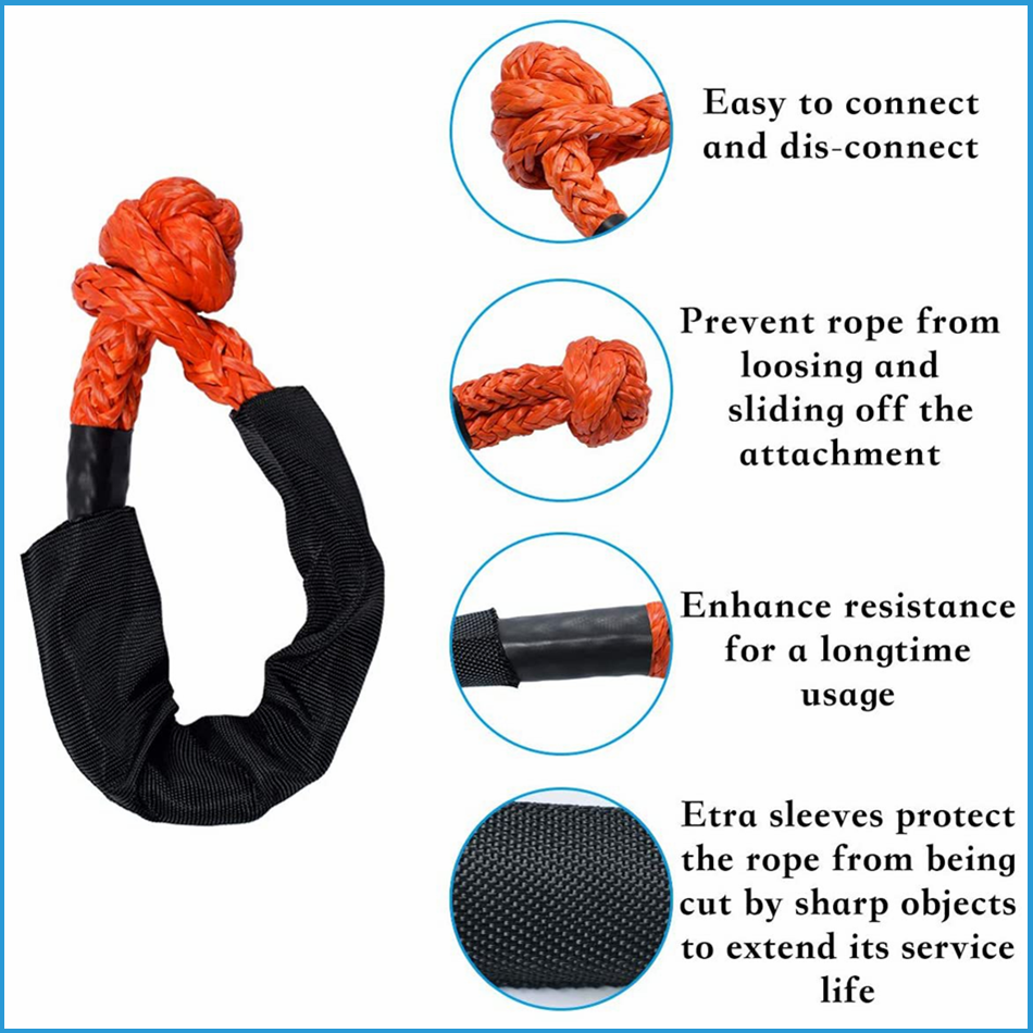 2 Packs Synthetic Soft Shackles With Storage Bag 41,000 lbs Max Break Strength 1/2" X 22 Inch Rugged Off Road Shackles Recovery