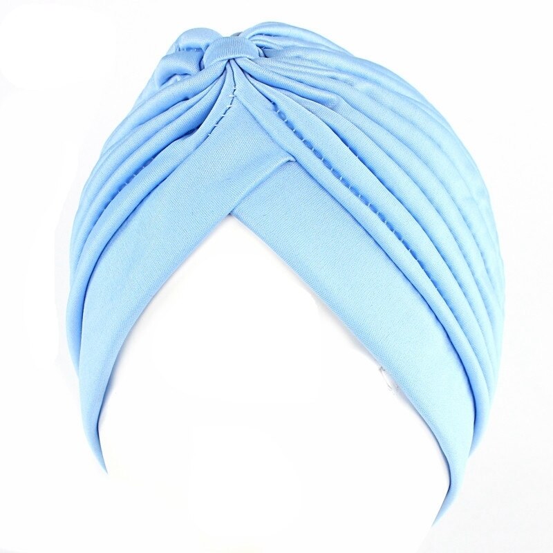 Vanlig fast hår lokk turban hode pakke inn bånd lue bandana hår lokk sove natt lokk hår styling tilbehør dame kvinner til: Lyse blå