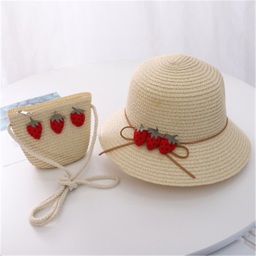Chapeau de paille d'été pour enfants, mignon, fraise, pour la plage, pour filles de 3-8 ans: 14