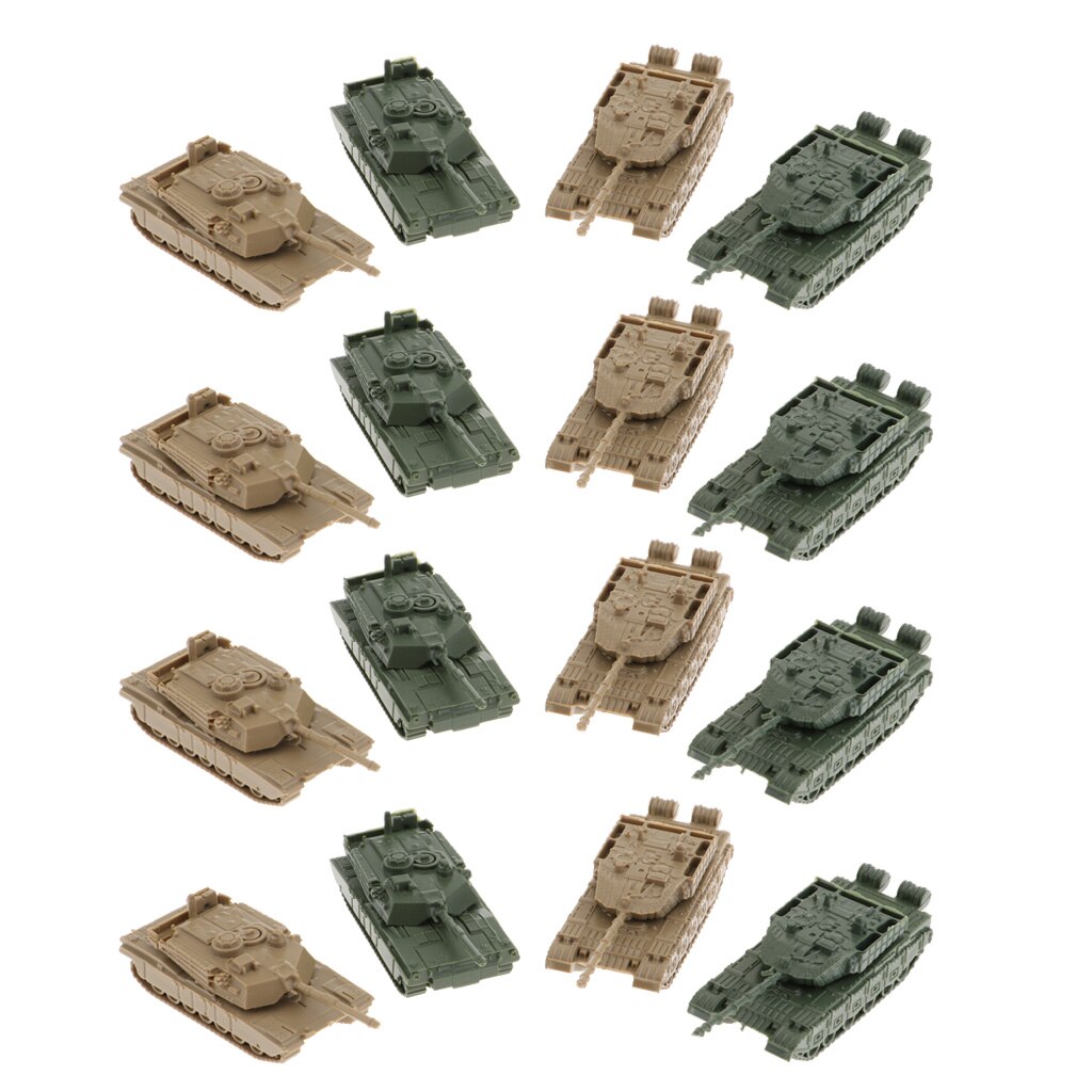 16PCS 1:144 Scale 4D Modern Tanks Model Finished Tank Model 360 Rotatable Toys for Kids Boys