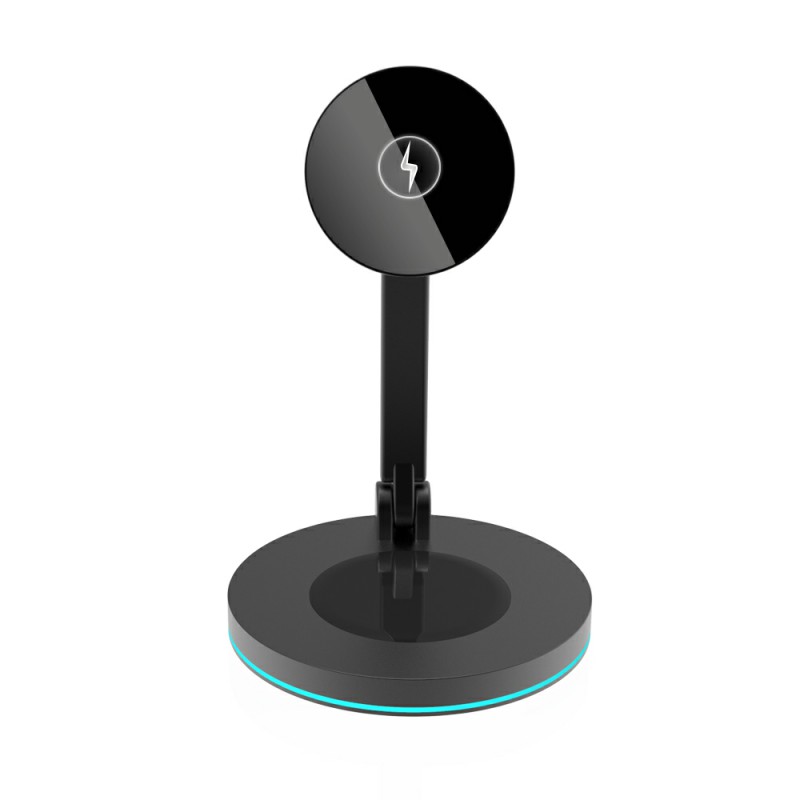 15W Draadloze Oplader Standaard - Opvouwbare 2-in-1 Magnetische Snellader Dock voor iPhone & Oortjes