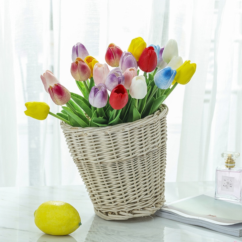 Uds. Flor Artificial de tulipán, flor falsa de tacto Real, ramo para la boda, decoración para el hogar y el jardín