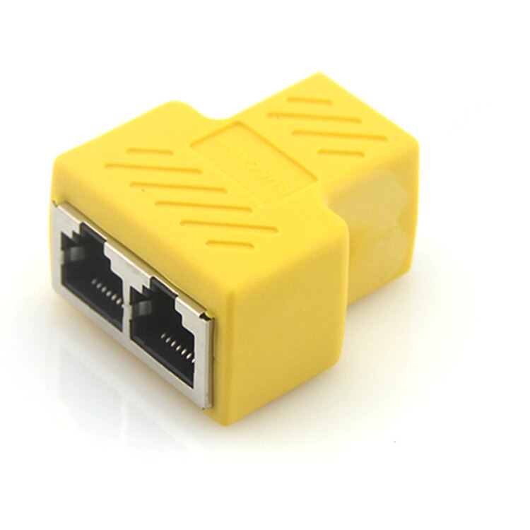 Conector RJ45 1 a 2 adaptador de Cable de red LAN de Puerto hembra Dual 8P8C extensor enchufe Ethernet Cable CAT5 / CAT6 divisor: YELLOW / 10pcs