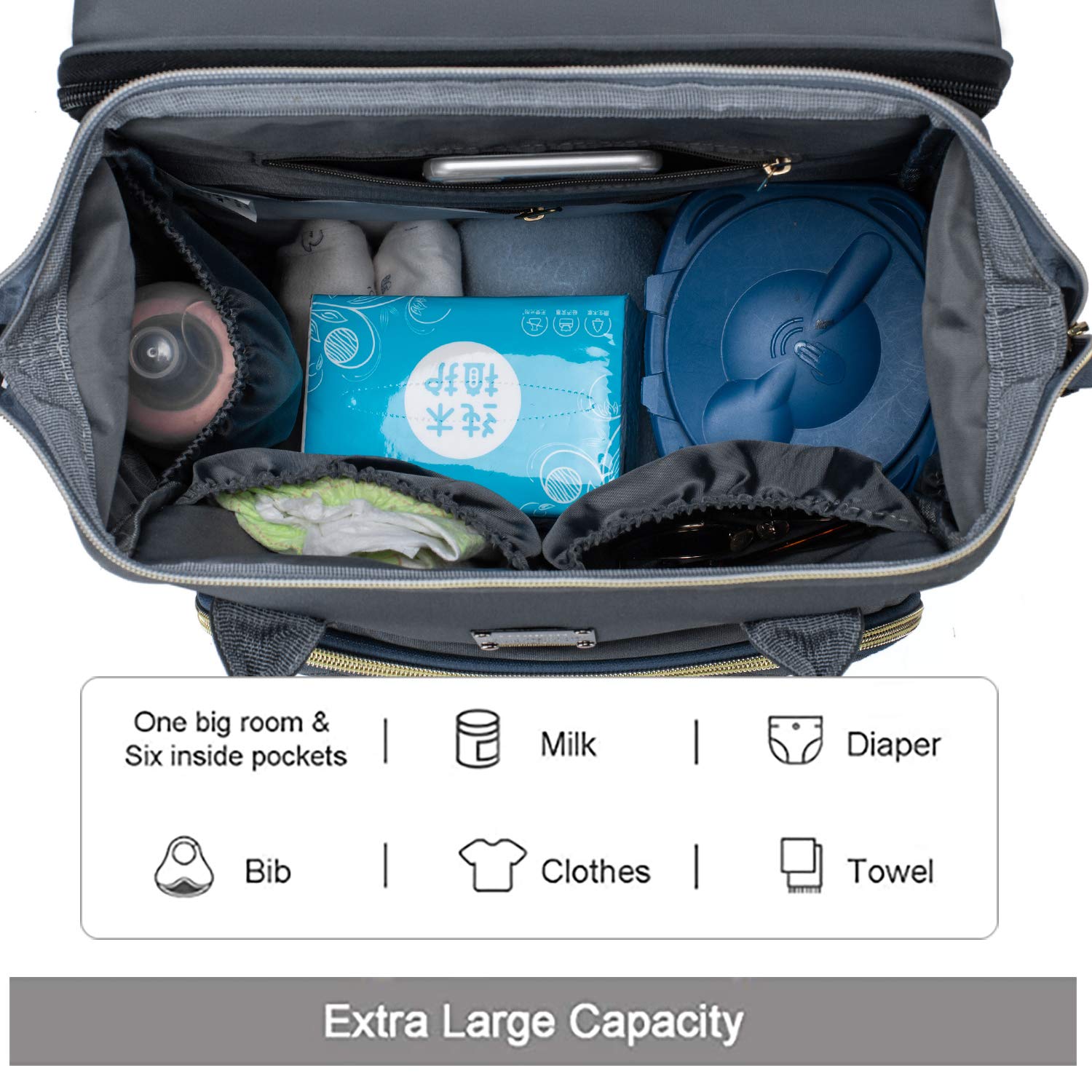 3 in 1 Windel Rucksack mit Ändern Bahnhof Stubenwagen Kinderwagen Riemen Thermische Taschen Tragbare Baby Tasche mit USB Ladung Hafen