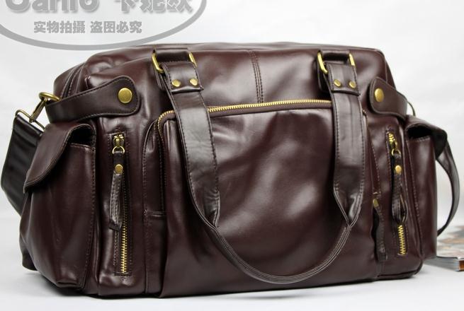 Mode Multifunctionele Mens PU lederen Reistassen Waterdichte Vintage mannen messenger bags schoudertassen: Bruin