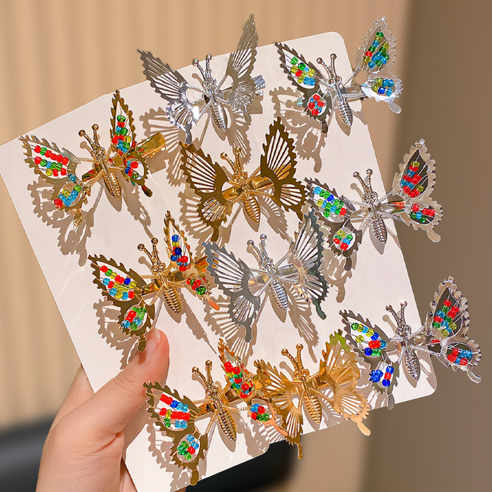 Pinzas para el cabello de mariposa Juego de 4/6/10 Textura metálica Sin esfuerzo aspecto dulce y fresco Ideal para la vida diaria de las niñas