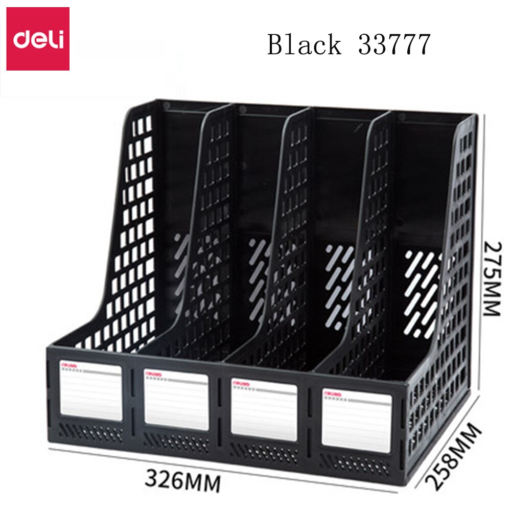 Deli Thickened Folder Storage Box File Rack Multi-layer Vertical Book Shelf Book Stand Desktop Office Supplies File Frame Basket: Black 33777