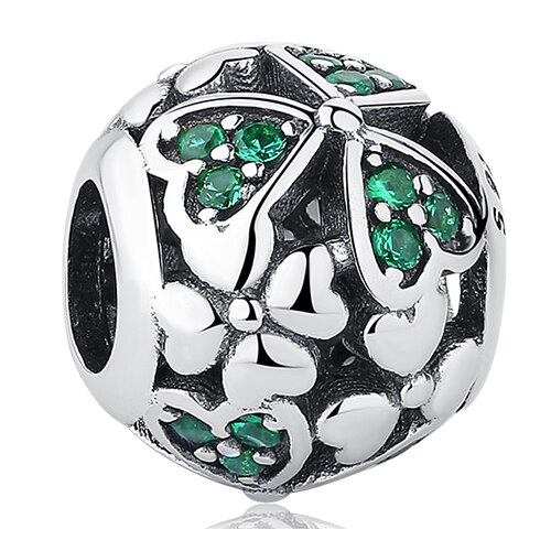 ELESHE Charms in argento misura il braccialetto di fascini originali in argento Sterling 925 zircone trifoglio cuore fiore fascino perlina creazione di gioielli fai da te: PY1763