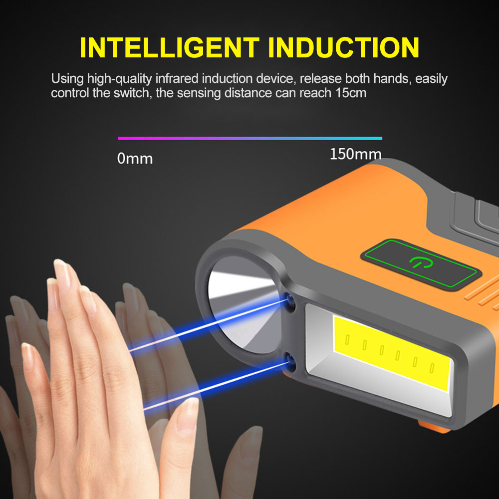 Induction Cap Clip Light USB Charging Cap Clip Flashlight 2200mAh COB Flood Light Head Light Waterproof Fishing Camping Light