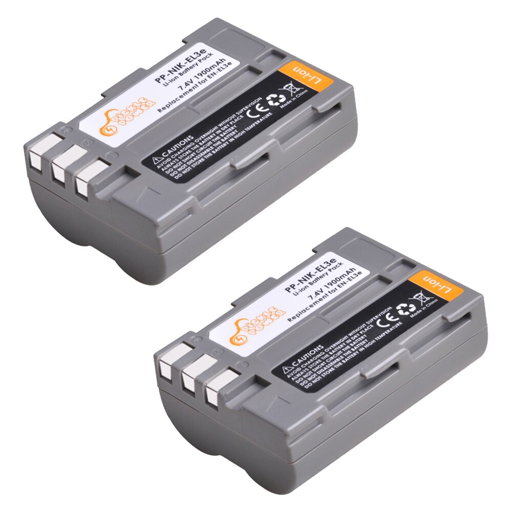 2 pc 1900 mah en -el3e sv  el3e kamerabatteri och led -laddare med typ c -port för nikon  d50 d70 d80 d90 d100 d200 d300 d300s d700.: 2 batterier