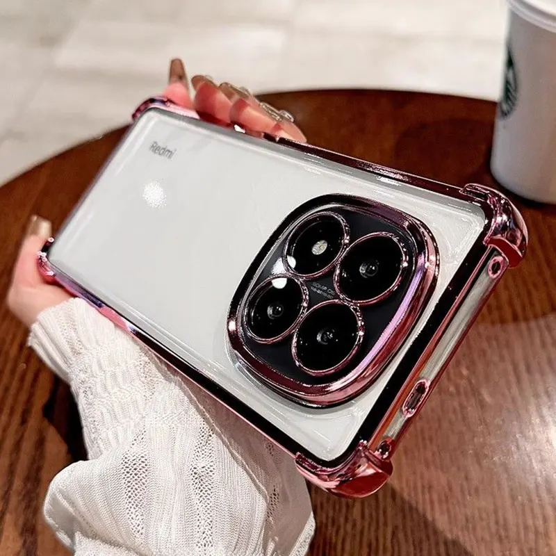 RedmiNote14 pro 5G funda de lujo a prueba de golpes armadura TPU cubierta para Xiaomi Redmi Note 14 pro plus 14C 13C Fundas de teléfono Note14pro Fundas: aluminio / Rosa