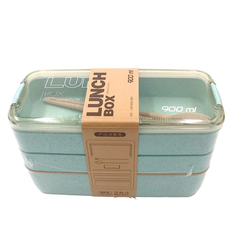 Bpa gratis baby mad opbevaring fodring madkasse mad container boks bærbar børn studerende madkasse bento container stabelbar kasse: Grøn