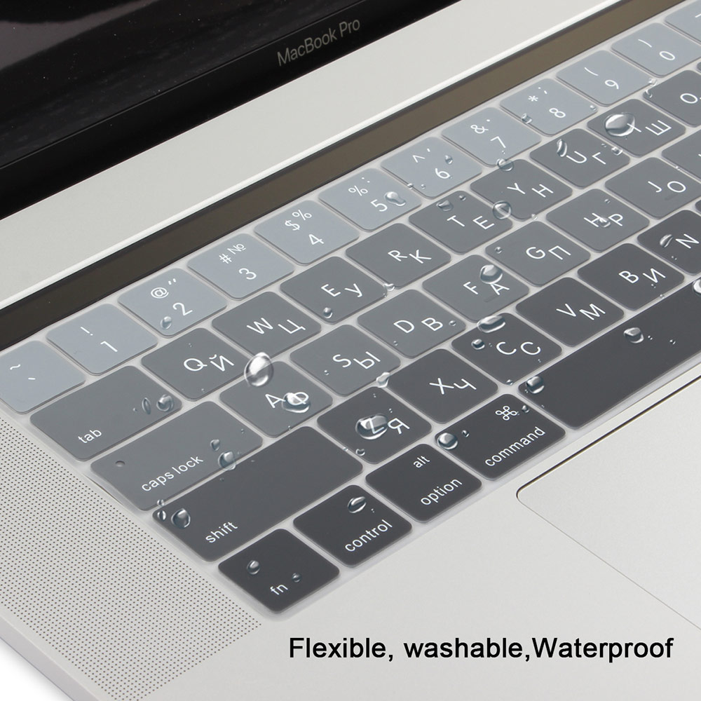 USA USA wprowadź rosyjski arabski ukraina angielski układ cienka miękka klawiatura silikonowa pokrywa dla Macbook Pro 13 15 touch bar 2019 2018