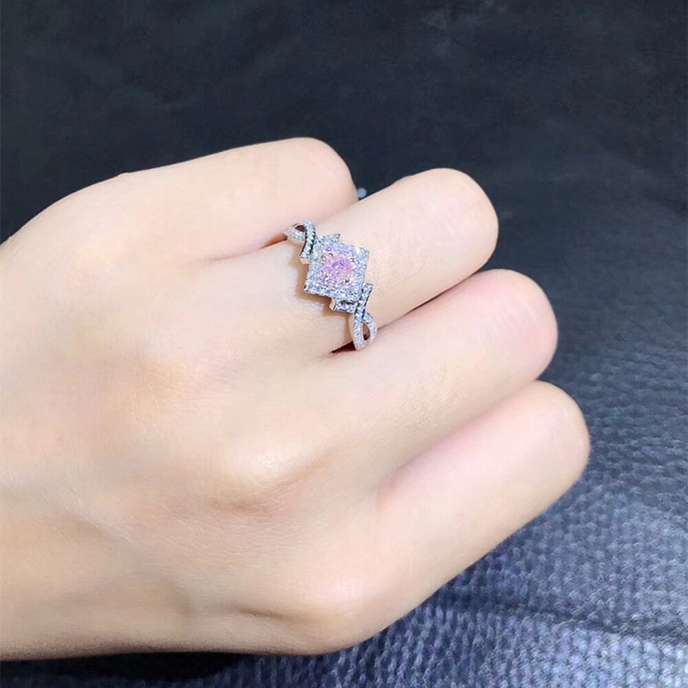 Huitan – bague de fiançailles en zircon rose pour femme, bijou de fiançailles, de roman romantique, pour la saint-valentin, d'amour d'anniversaire, bijoux de déclaration