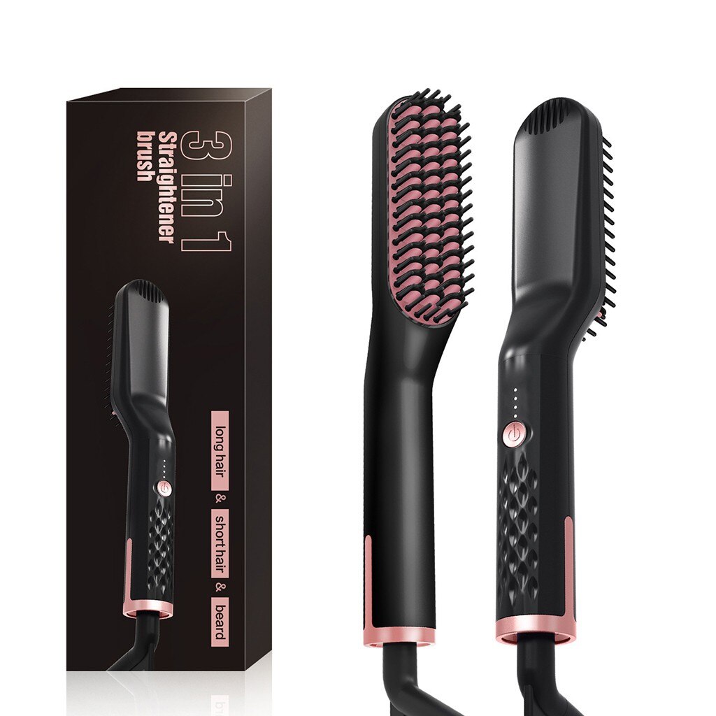 Multifunctional Beard Straightener for Men 3-in-1 Heated Beard and Straightening Hair Comb Brush Curler Quick Hair Styler For Me