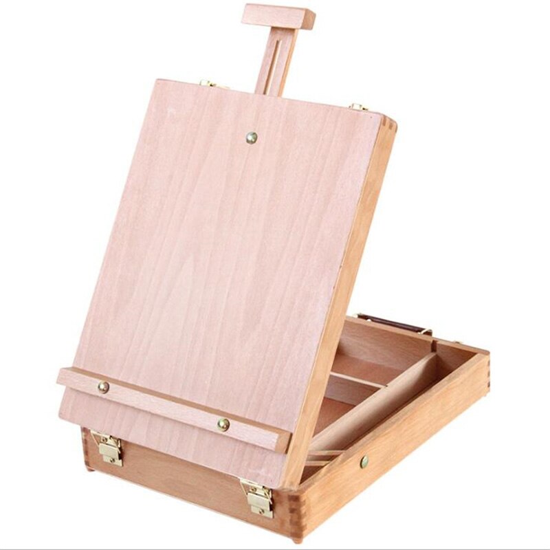 Big Wooden Portable Oil Painting Box Sketchpad Easel Sketch Drawing Board Painting Toolbox Painting Storage Box for Artist