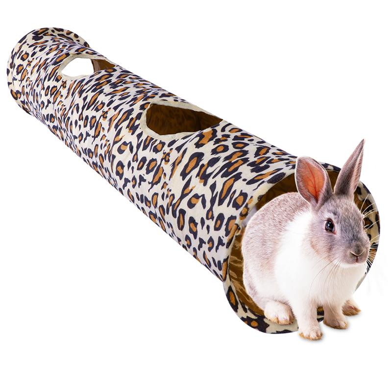 Bestomz leopard print pet tunnel lang kæledyr legetøj sammenklappelig tunnel pladsbesparende giftfri legetøj til hunde kat kaniner 120 x 25 cm