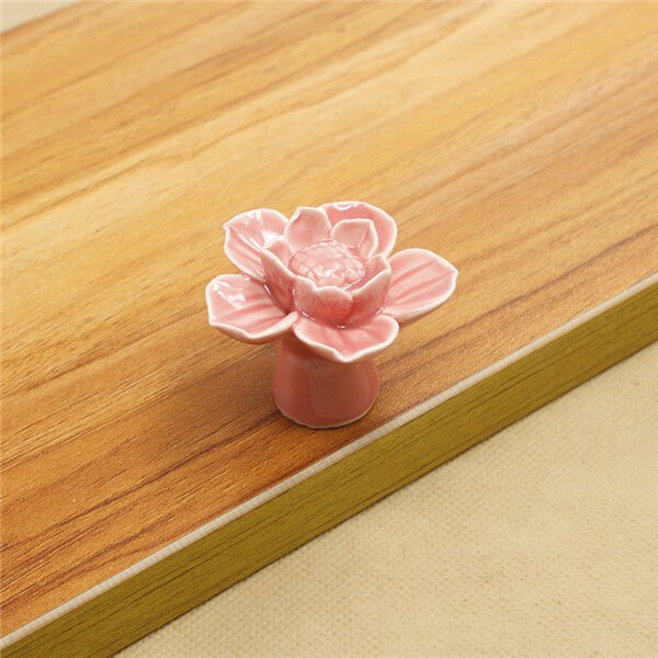 10 st 43mm färgglada blommor keramiska blommor skåp knoppar dörrhandtag skåp låda garderob möbler handtag knoppar: A