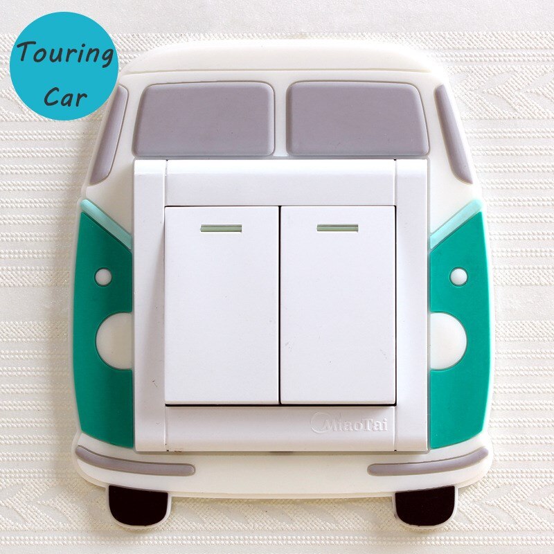 3D Silicone On-off Switch Sticker Luminous Switch Wall Stickers Cute Cartoon Children Bedroom Fluorescent Switch Home Decoration: Touring Car