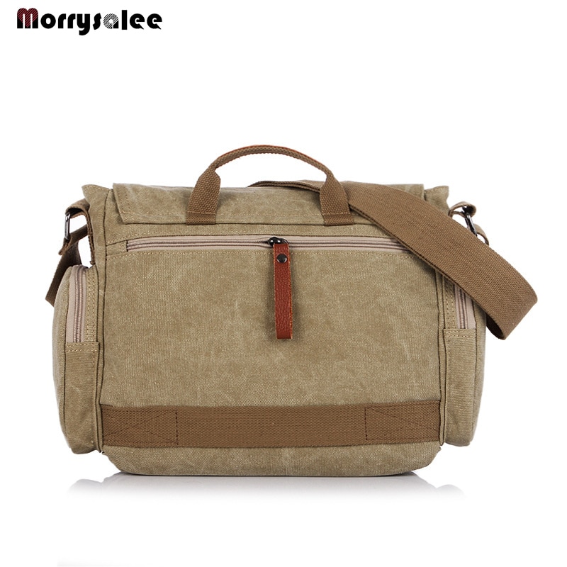 Bolsa de lona de algodão masculina, bolsa de ombro fashion versão casual com aba para celular, bolso com espaço para o interior