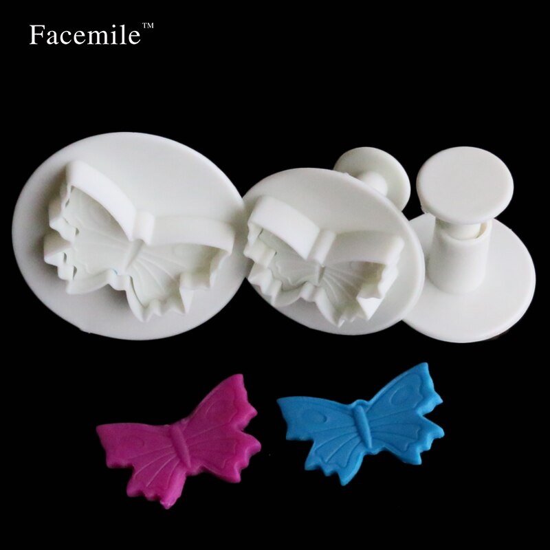 3 PCS Facemile Plastic Butterfly Cake Biscuit Fondant Decorating Cookie Plunger Cutter DIY Kerst Bakvorm Decorating 01061