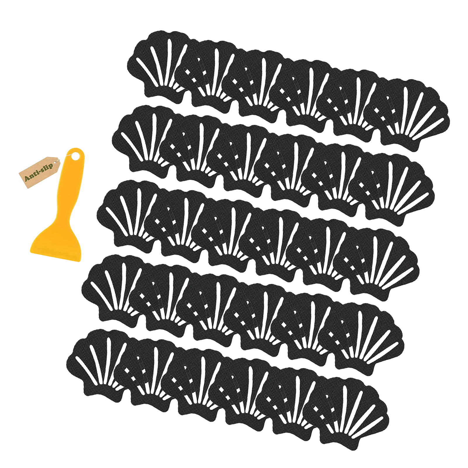 Pegatinas antideslizantes con rascador, pegatinas de seguridad de colores brillantes, resistentes al agua, cinta de alfombra de baño para escaleras y bañera, 30 Uds.: Negro