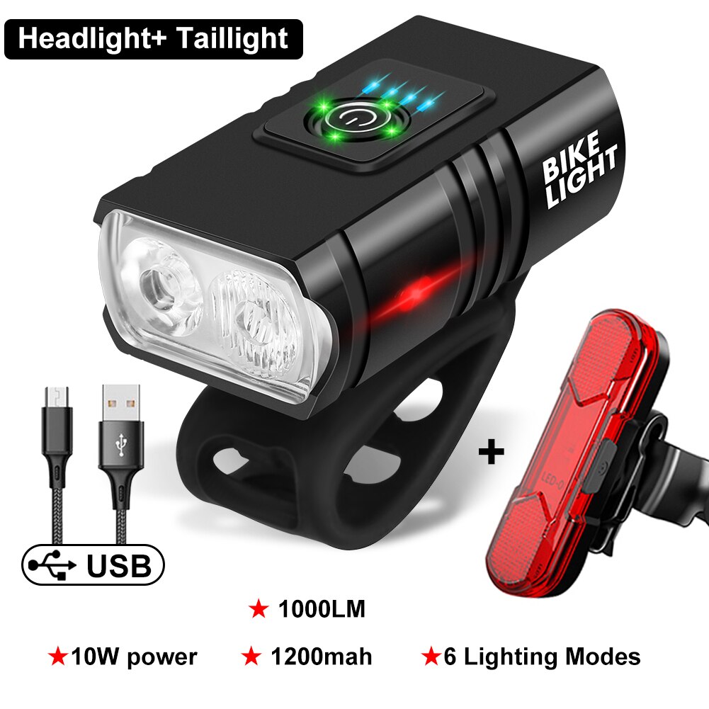 Fahrrad Licht Vorne 1000 Lumen USB Aufladbare Fahrrad Beleuchtung MTB Fahrrad Scheinwerfer Rücklicht Radfahren Taschenlampe Fahrrad Zubehör: 1000LM T6 einstellen