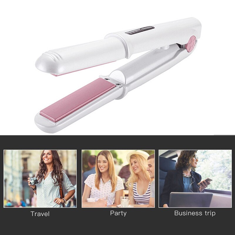 Mini Usb Cordless Hair Straightener with Power Bank System Travel Flat Irons Portable Wireless Straightening Hair Iron
