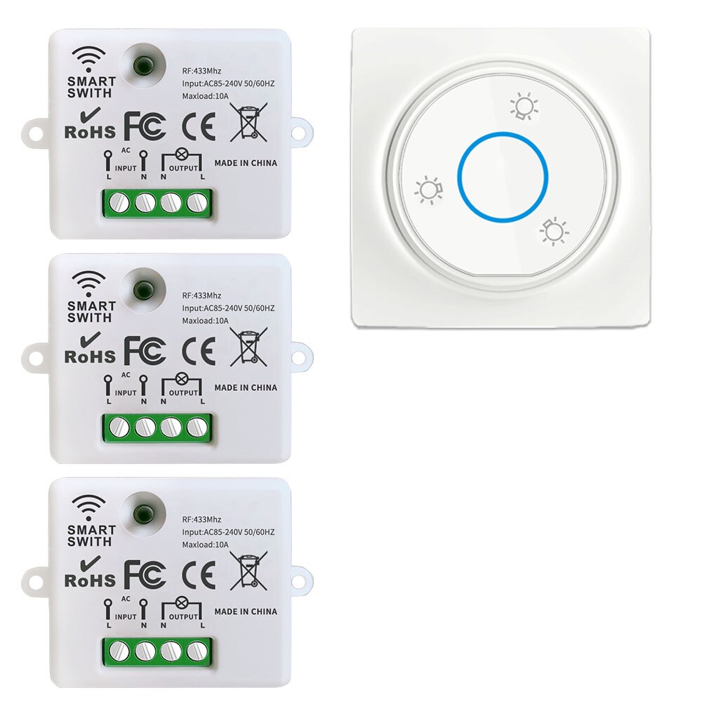 433mhz Rf Wireless Kinetic Switch Self-Powered Wall Switch No Battery Need and 220V 10A Relay Receiver for Light/home Appliance: Self power Switch 5
