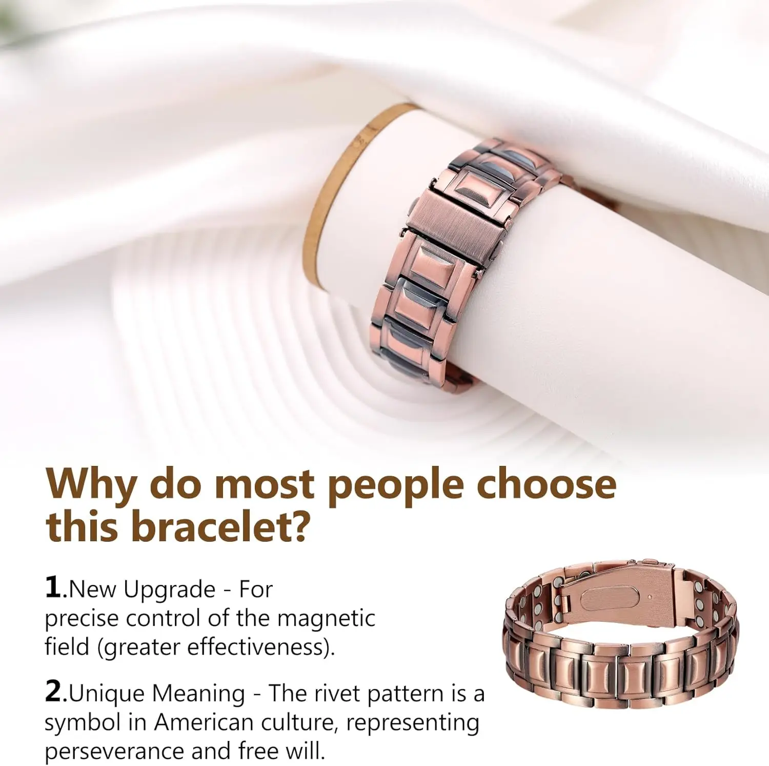 ARADOO 3X Strength Neodymium Magnets Copper Bracelet for Men Pure Copper Bangle Wristband Jewelry