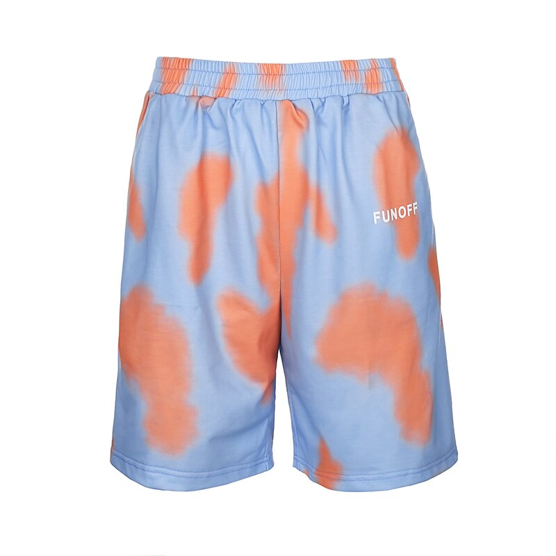 Vrouwen Zomer Casual Shorts Persoonlijkheid Tie-Dye Elastische Losse Hoge Taille Yoga Sport Casual: Blauw / M