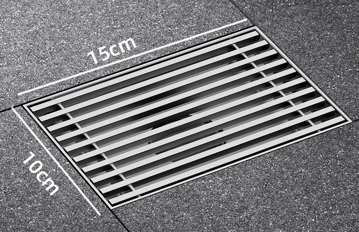 Large Floor Drain 304 Stainless Steel 12/15/20cm Square Linear Bathroom Floor Drains Outdoor Courtyard Large Diameter Drain: Navy Blue