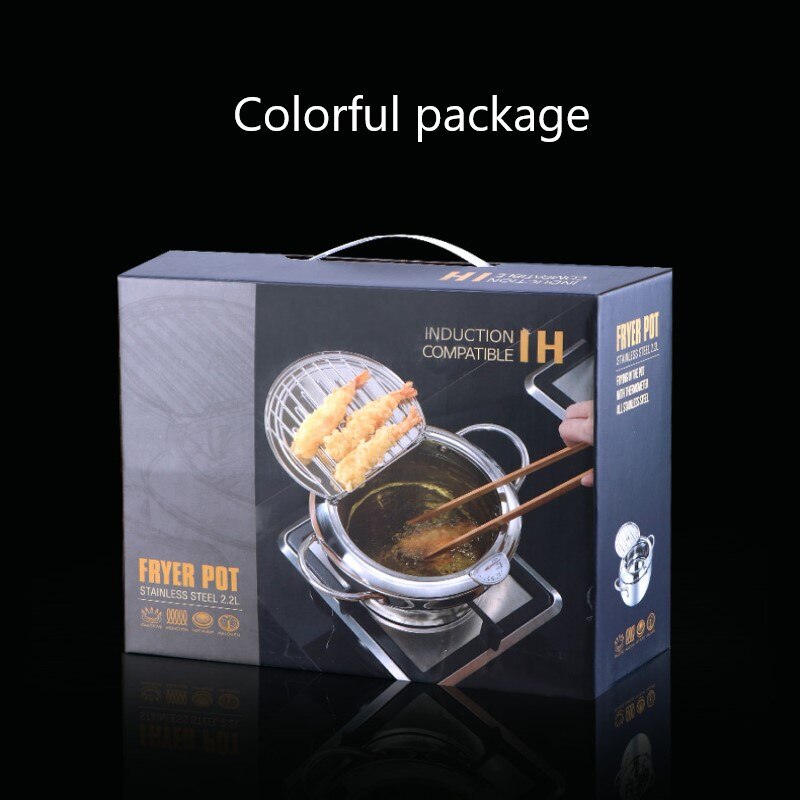 Mini acier inoxydable cuisine profonde marmite thermomètre friteuse poêle contrôle de la température frite poulet marmite outils de cuisson