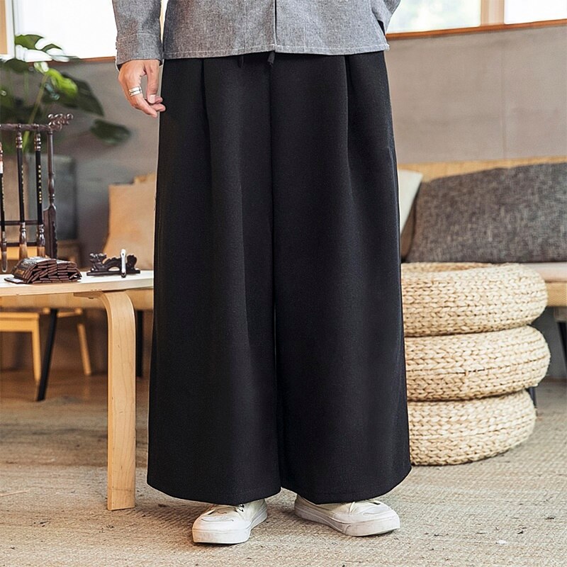 Chinese Stijl Losse Wijde Pijpen Broek Mannen Jogger Japanse Streetwear Linnen Broek Mannen Broek Xxl Joggers Mannen Broek KK3272: M