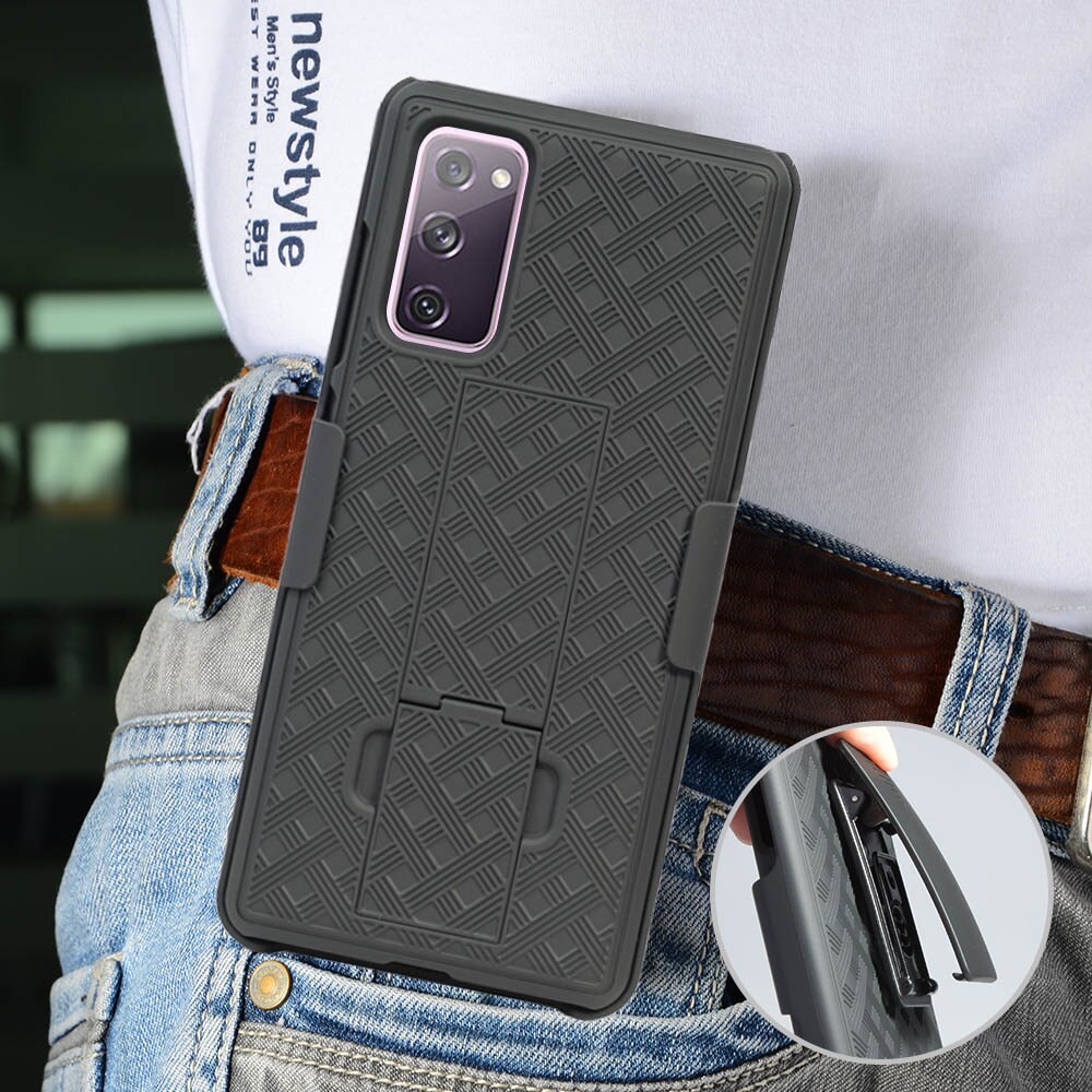 Riemclip holster kickstand hoesje voor samsung galaxy  s20 fe 5g s10 plus note 10 20 ultra heavy duty beschermhoes