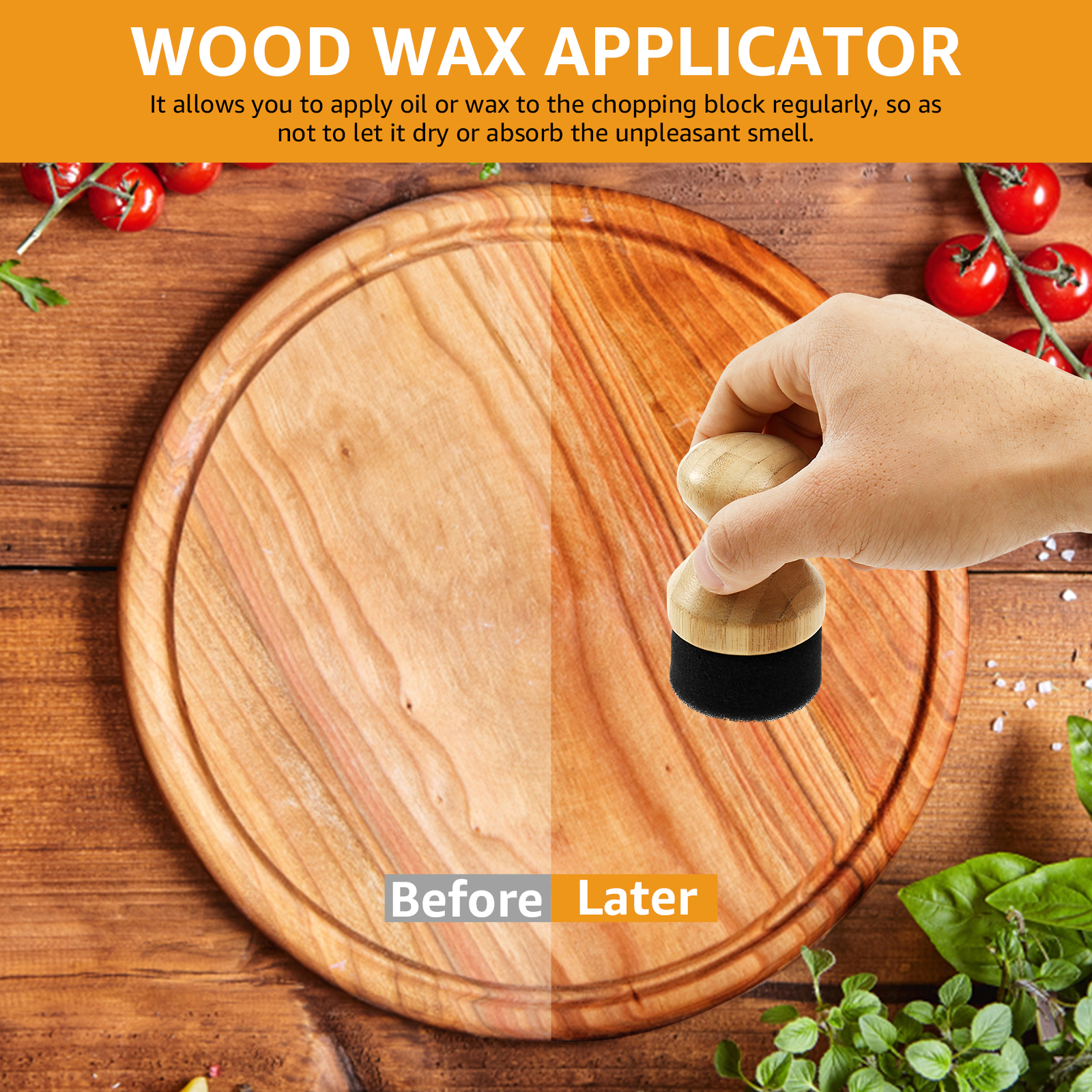 Floor Wax Applicator Cutting Board Oil Wax Applicator with Lid Handle Wood Cutting Board Oil Applicator for Wooden Spatula