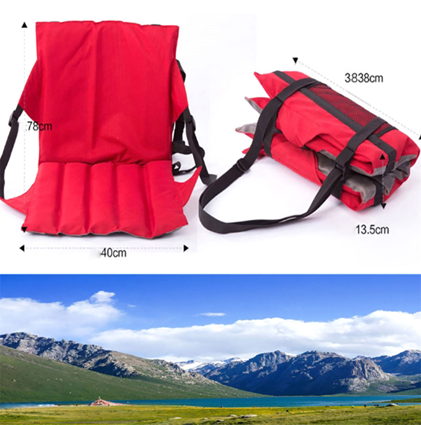 Adjustable Padded Kayak Seat With Storage Bag Canoe Backrest Drifting Cushion Portable Stadium Seat Cushion For Swimming Pool