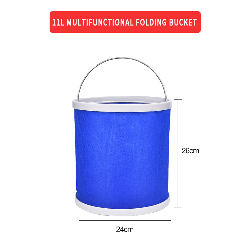 Outdoor Tourism Car Wash Bucket Folding Portable Fishing Water Household Camping Kitchen Collapsible Cleaning Handle Basin Tools: 11L